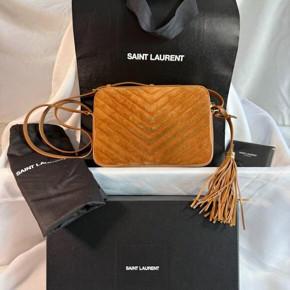 Saint Laurent Lou Camera Bag – Camel Suede with Gold Hardware - Picture 4 of 8